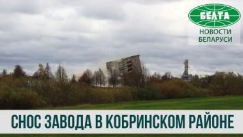 Сотрудники МЧС снесли комбикормовый завод в Кобринском районе