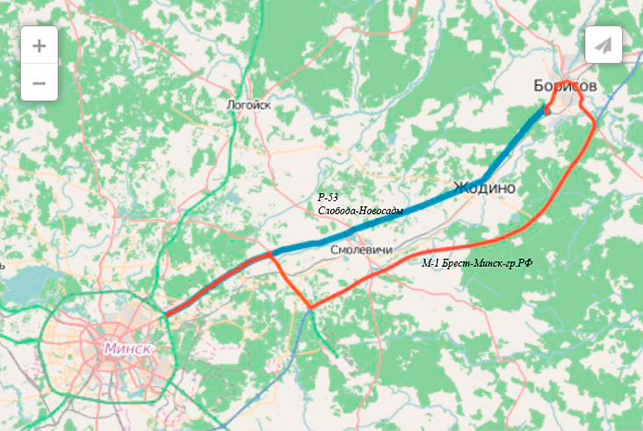 Карта поездки предоставлена УГАИ УВД Минского облисполкома