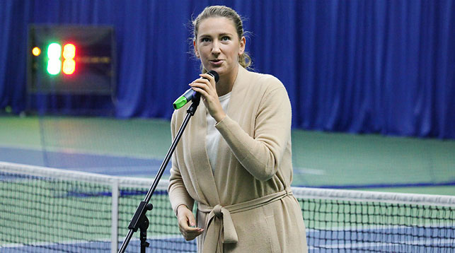 Виктория Азаренко во время церемонии открытия турнира. Фото Белорусской федерации тенниса