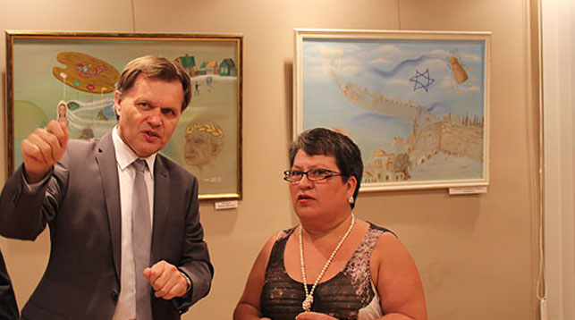 Посол Беларуси в Израиле Владимир Скворцов и художница Ирина Маркова-Шагал