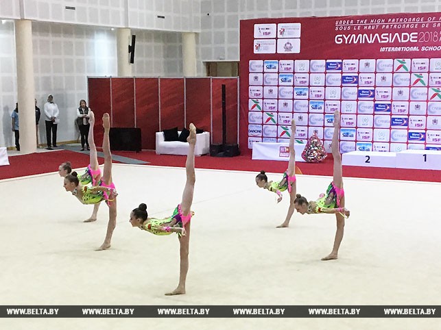 Групповое выступление белорусской команды по художественной гимнастике