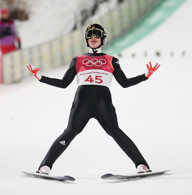 Бронзовый призер Олимпиады по прыжкам с трамплина Роберт Йоханссон (Норвегия). Фото Синьхуа