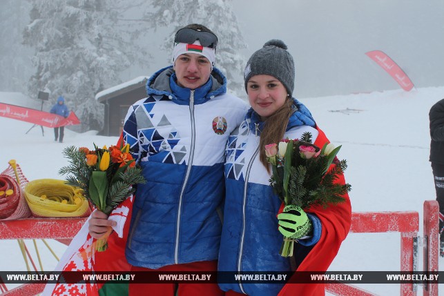 Серебряные призеры в спринте (биатлон) Павел Белько и Дарья Кудаева