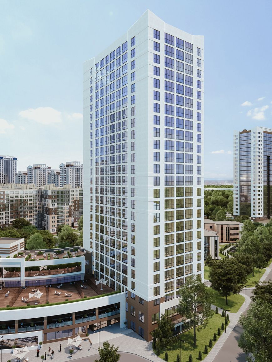 На всех жилых этажах окна от пола до потолка со специальной тонировкой стекол