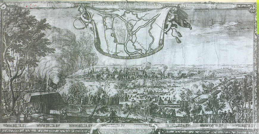 Осада Берестья шведами в 1657 г. Е.Дальберг. Гравюра, 1659 г. (Музей истории города)