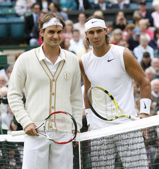 Роджер Федерер и Рафаэль Надаль, 2008 год. Фото организаторов турнира