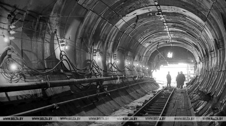 На строительстве первой очереди метрополитена в Минске, 1978 год