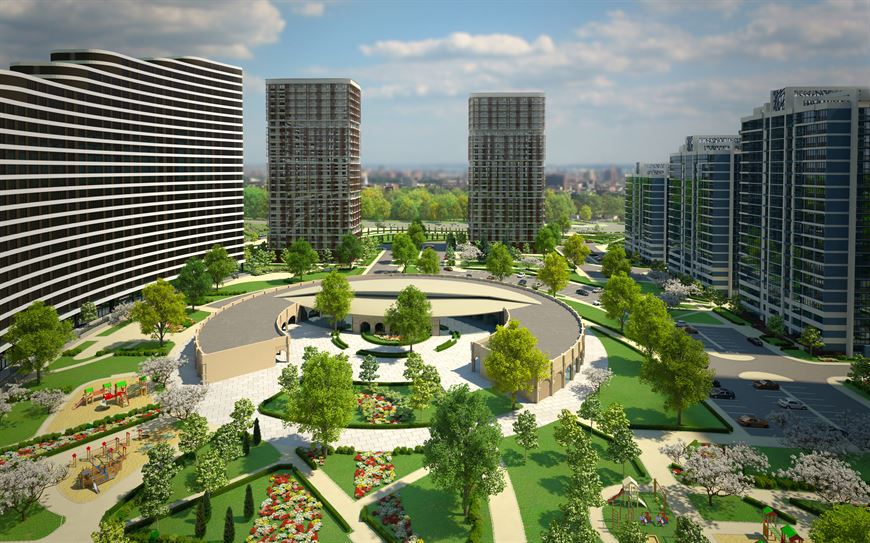 В центральной части комплекса будет заложен большой современный парк с зонами активного и уединенного отдыха
