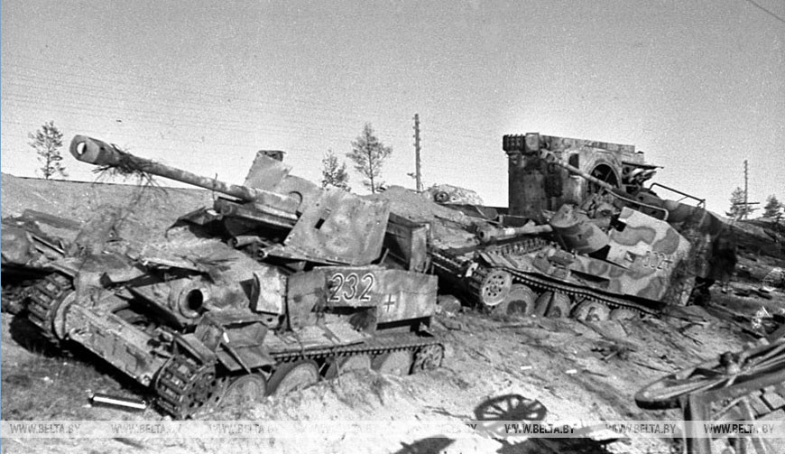 Уничтоженная в боях фашистская техника, июнь 1944 года