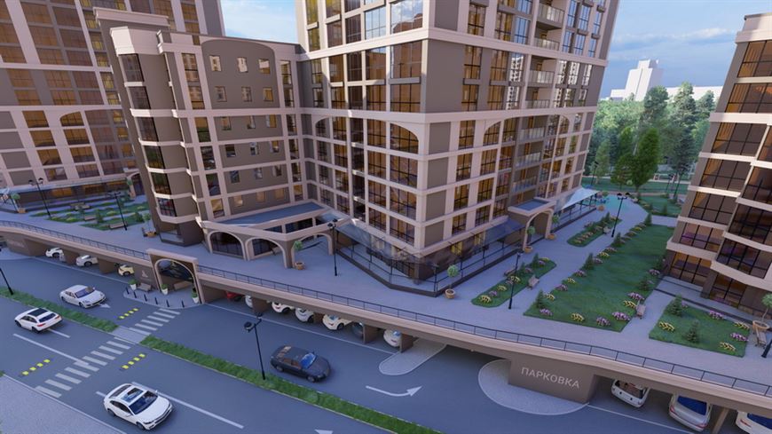 На первом этаже – открытые паркинги с автоматическими шлагбаумами На первом этаже – открытые паркинги с автоматическими шлагбаумами