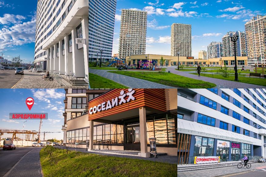 На первых этажах готовых домов уже работают объекты городского ритейла На первых этажах готовых домов уже работают объекты городского ритейла