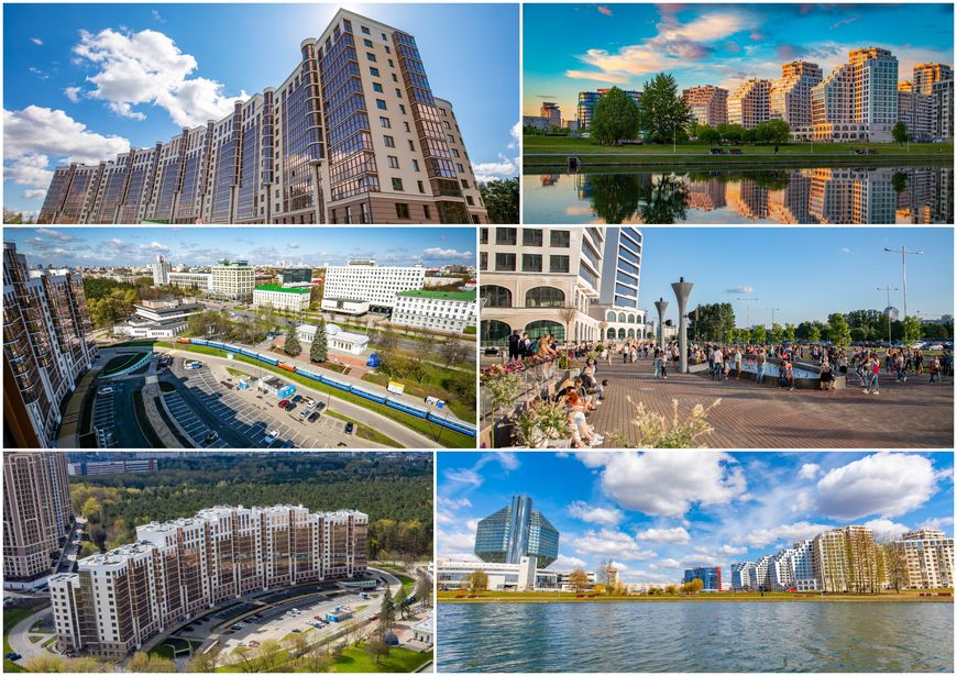 ЖК "Парк Челюскинцев" (на фото слева) и МК "Маяк Минска" (на фото справа)