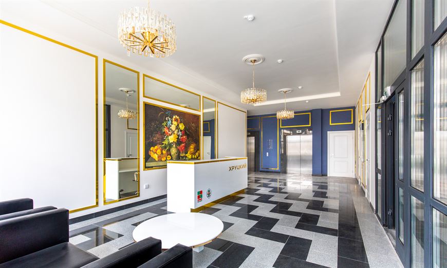 Лобби дома "Хруцкий" в ЖК "Маяк Минска" Лобби дома "Хруцкий" в ЖК "Маяк Минска"