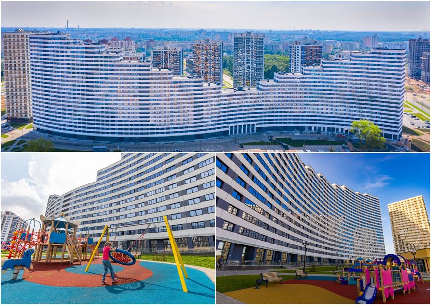 Дом "Волна" вблизи и с высоты птичьего полета Дом "Волна" вблизи и с высоты птичьего полета