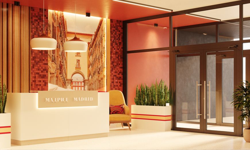 Дизайнерское лобби дома "Мадрид" Дизайнерское лобби дома "Мадрид"