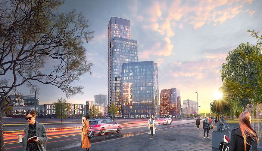 Башни Международного финансового центра и ТРЦ Avia Mall Башни Международного финансового центра и ТРЦ Avia Mall