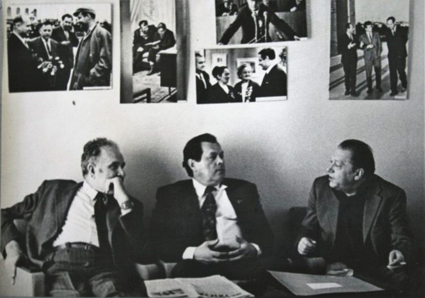 Янка Брыль, Андрей Макаенок и Пимен Панченко. Фото narbel.bsu.by