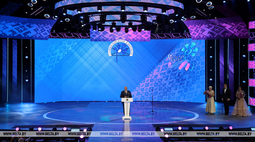 Александр Лукашенко во время церемонии открытия XXXI Международного фестиваля искусств "Славянский базар в Витебске", июль 2022 года