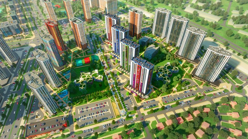 Квартал "Западная Европа". Дома "Милан", "Рим", "Мадрид" и "Амстердам" справа Квартал "Западная Европа". Дома "Милан", "Рим", "Мадрид" и "Амстердам" справа